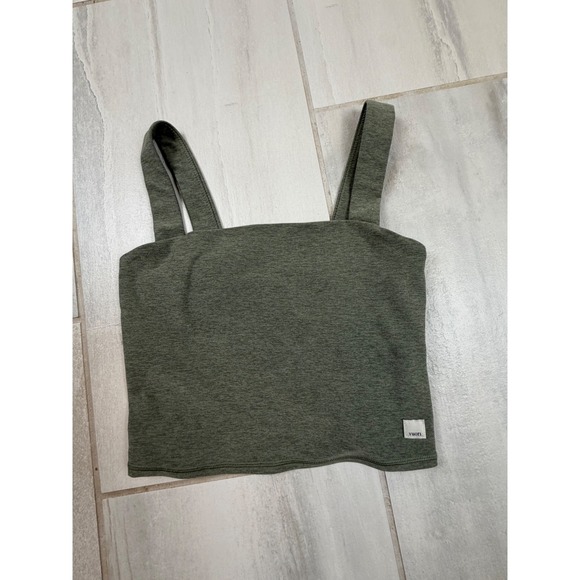 Vuori Tops - Vuori Daily Crop Top Oregano Heather Green Square Neck Activewear VW1080 Small